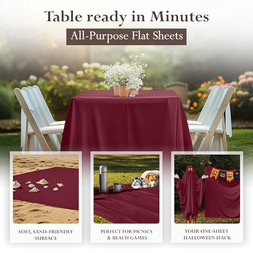 Twin Size Flat Sheet - Ultra Soft Microfiber in Burgundy