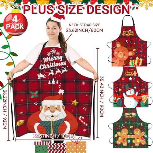 Plus Size Christmas Chef Bib Aprons - Funny Holiday Kitchen Gift for Women Men