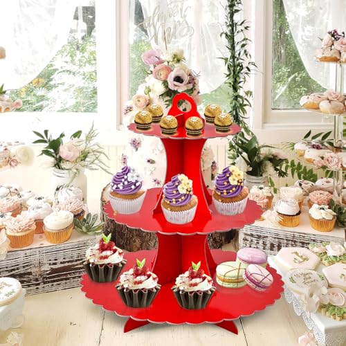 3-Tier Cupcake Stand - Cardboard Dessert Tower for Parties