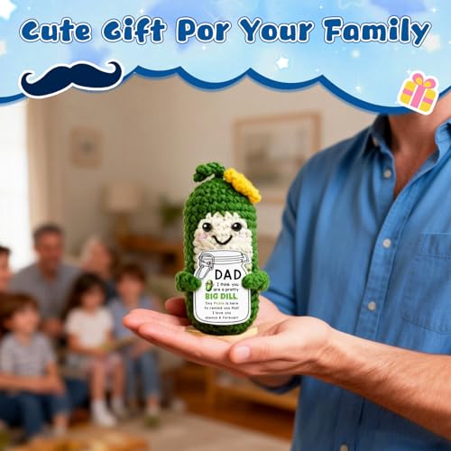 Handmade Crochet Pickle with Appreciation Card for New Dads