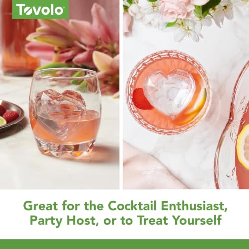 Tovolo Heart Shaped Ice Cube Molds - Set of 2, Large Slow Melting Cocktail Ice