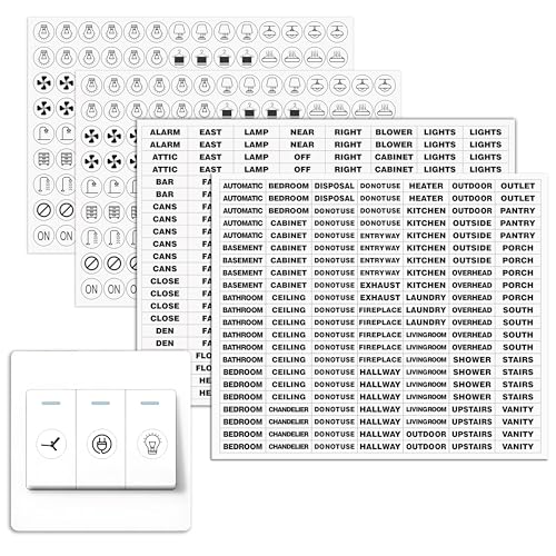 Transparent Light Switch and Fan Control Label Stickers - 968 Piece Set