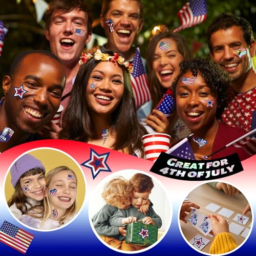 Winthrop 120 Pcs Fourth of July Temporary Tattoos Metallic Foil
