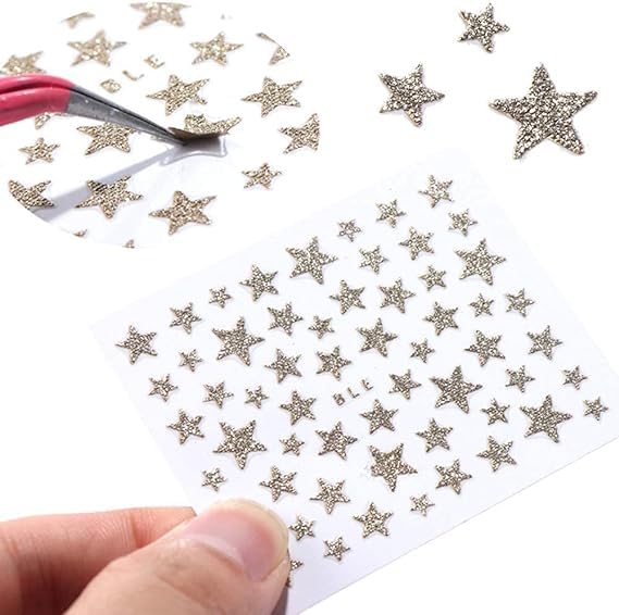 Nudurom 10 Sheets 3D Star Nail Art Stickers Self-Adhesive Colorful Decals