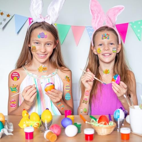 Easter Temporary Tattoos for Kids - 50 Pcs Cute Bunny & Egg Party Favors