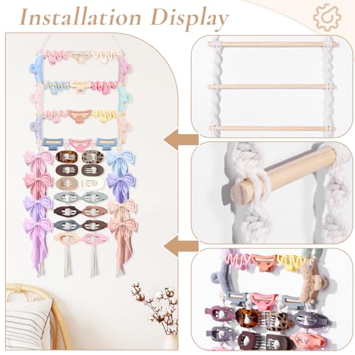 SNOWSTAR Macrame Hair Claw Clip Organizer Wall Storage for Women & Girls