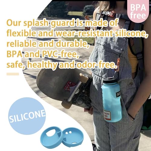 2-Pack Silicone Splashguard for Nalgene, Splashguard Lid Wide Mouth for Nalgene Splash Guard 32 oz Wide Mouth Water Bottle Accessories, Seafoam Blue,for All Wide-Necked Bottles with 53 mm Opening