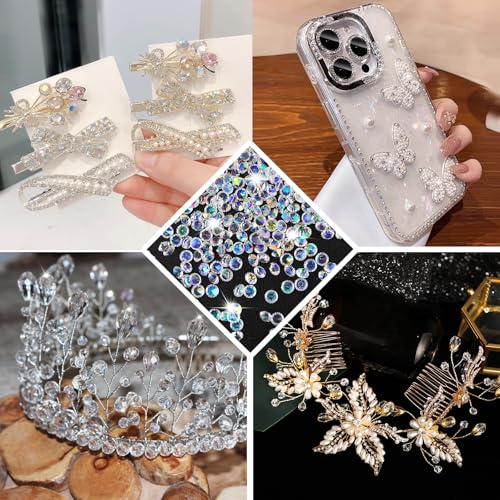 Meyeyaia 14400PCS 3mm Acrylic Rhinestones Clear AB Pointed Back Craft Gems