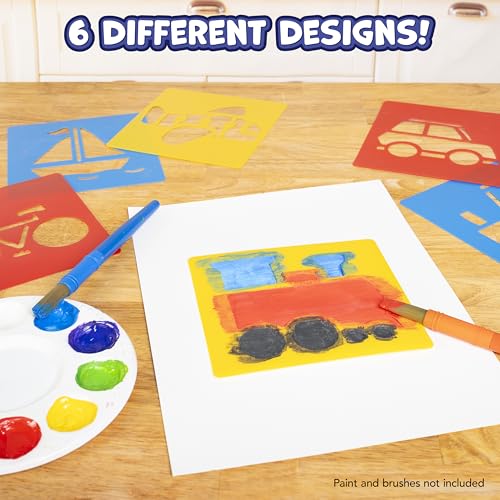 Transportation Stencils Set for Kids | 6 Durable Designs