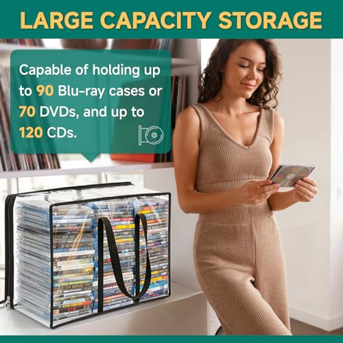 Philbinden Clear DVD Storage Bags - Holds 90 Blu-Rays & 120 CDs