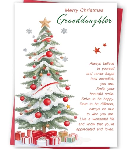 Granddaughter Christmas Card FY-127 Holiday Greeting Card with Envelope
