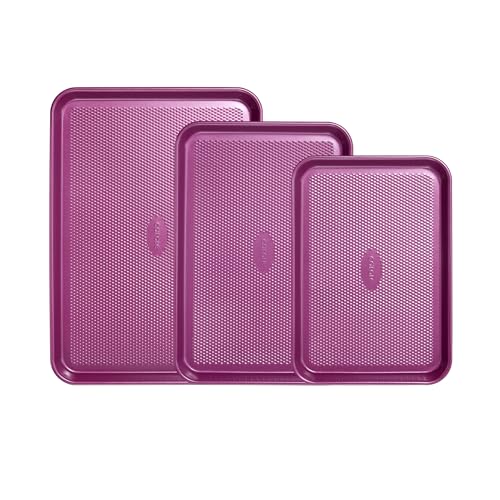 CAROTE 3-Piece Baking Pan Set - Bakeware Set, Baking Sheet Set Including 13 Inch 15 Inch 17 Inch Sheet Pan, Cookie Sheet for Baking, Royal Violet