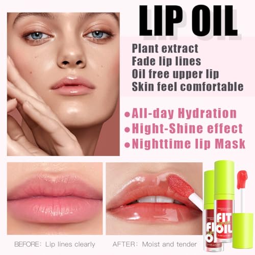 Zifeifeigs Hydrating Lip Oil Set - Big Brush Head Moisturizing Gloss #01