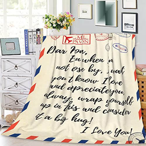 Jbralid Dear Mom Flannel Throw Blanket - 40x50 Inch Soft Gift for Mom
