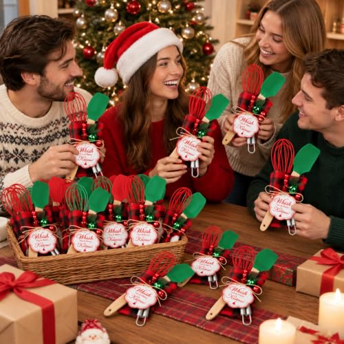 Christmas Spatula Baking Gift Set - Plaid Wood Handles, 18 Pieces