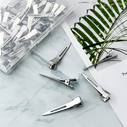 Tenalleys 50 Pcs Metal Duckbill Hair Clips 1.77 Inch Silver Alligator Styling Pins