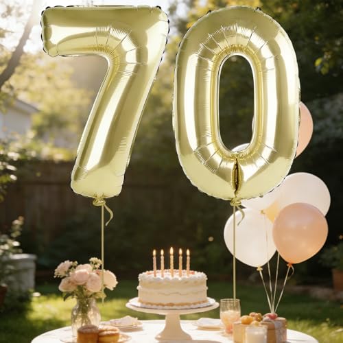 FOBELEC 40-Inch Champagne Gold Number Balloon for Birthday Party Decor