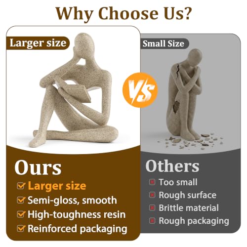 Large Thinker Statue Resin Sculpture for Home Decor - Modern Accent