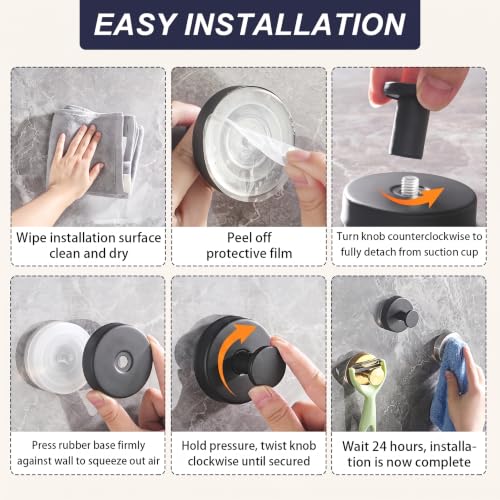 Gold Reusable Suction Cup Hooks - No Drill Shower Hooks (4 Pack)