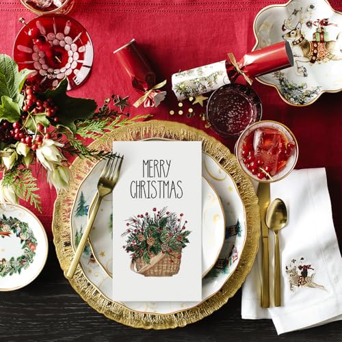 100 Christmas Disposable Paper Napkins Holly Berry Holiday Party Decor
