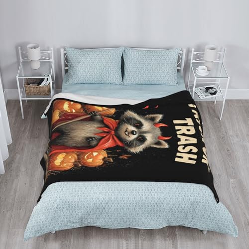 Halloween Raccoon Throw Blanket - Soft Flannel for Kids & Adults, 40" x 50"