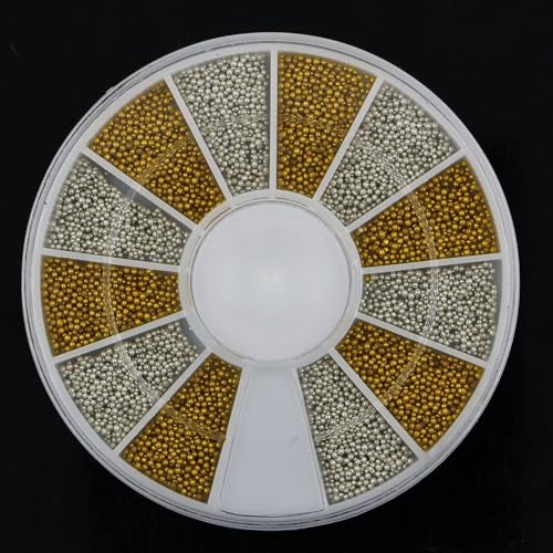 3D Nail Art Caviar Beads Gold and Silver Pearls Rivet Jewels