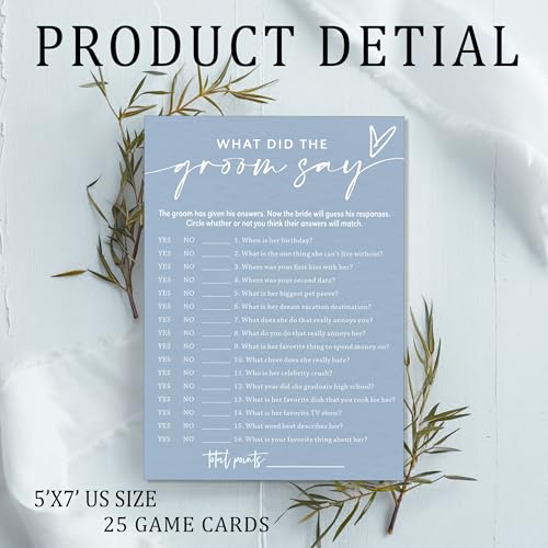 Bridal Shower Game Cards - What Did the Groom Say 25 Pack 5x7