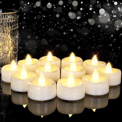 12-Pack Flameless LED Tea Light Candles by 5plots - Battery Operated