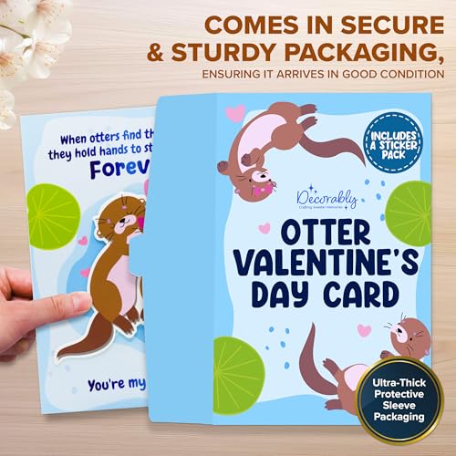 Funny Otter 5x7 Valentine Card Set with Envelopes & Stickers