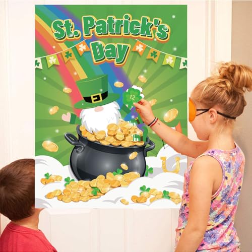 St. Patrick's Day Pin the Shamrock Game Set with Stickers & Masks