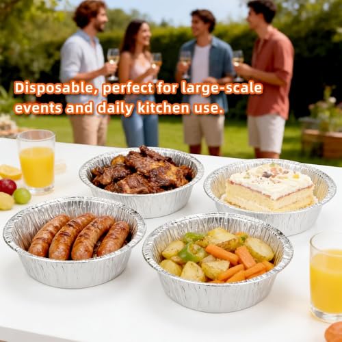 50 Pack Mini 5in Aluminum Pie Tins - Disposable Foil Tart Pans for Baking & Reheating