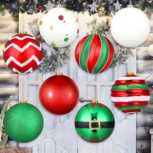 Vibrant Christmas Ball Ornaments Set of 8 - 6 Inch Glitter Shatterproof Decor