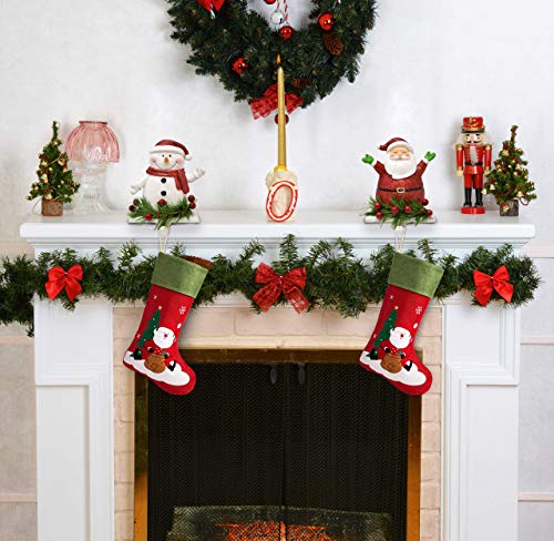 Christmas Stocking Holder Set of 2 Snowman and Santa for Holiday Decor
