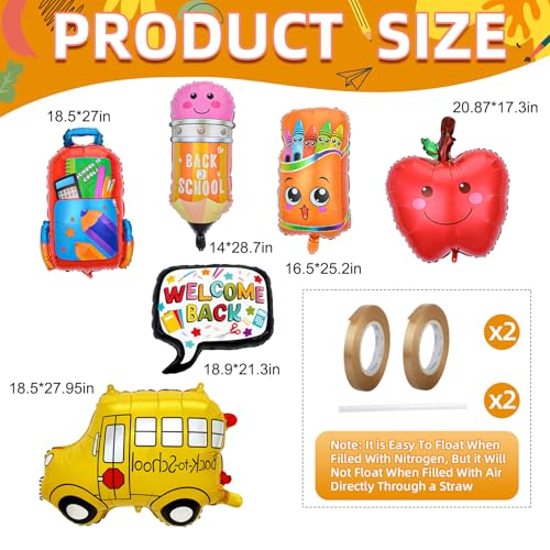 Back to School Balloons Kit - 8Pcs Foil Balloons Style-1 for First Day Celebrations