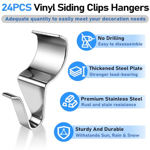 Heavy-Duty Vinyl Siding Hooks - Stainless Steel Wall Clips for Outdoor Decoration