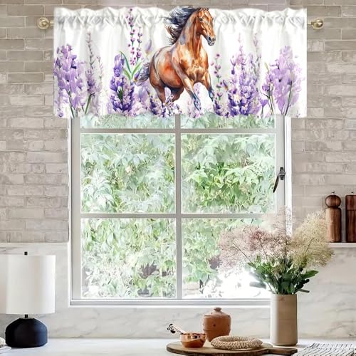 Lavender Flowers Valance Curtain 54x18 Inches for Kitchen & Bathroom