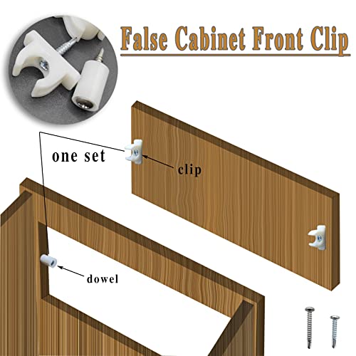 Fallingstar Universal False Drawer Front Clips - 4 White Fasteners with Screws