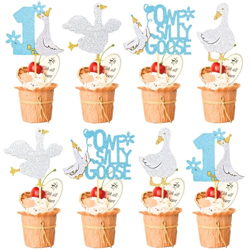 Silly Goose Cupcake Toppers 48 Pcs Glitter Party Picks for Baby Shower