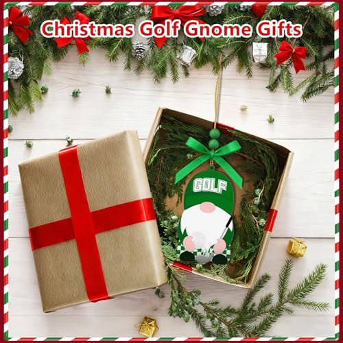 Gnome Golf Ball Ornament - Wooden Christmas Tree Decoration