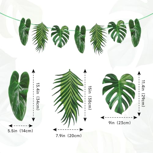 Safari Baby Shower Decorations - 12 Green Palm Leaves