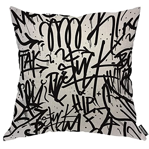 Creative Monochrome Graffiti Throw Pillow Cover 18x18 Inch