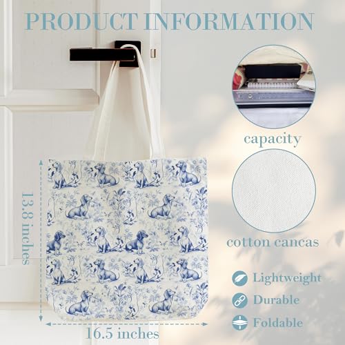 Dachshund Canvas Tote Bag - Reusable Weiner Dog Shopping Bag