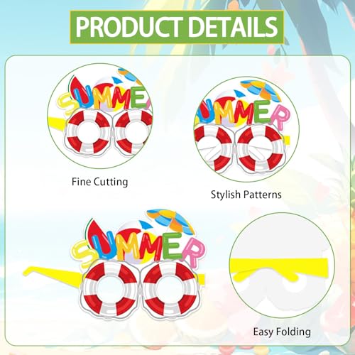 12 Tropical Summer Party Glasses - Fun Hawaii Photo Props