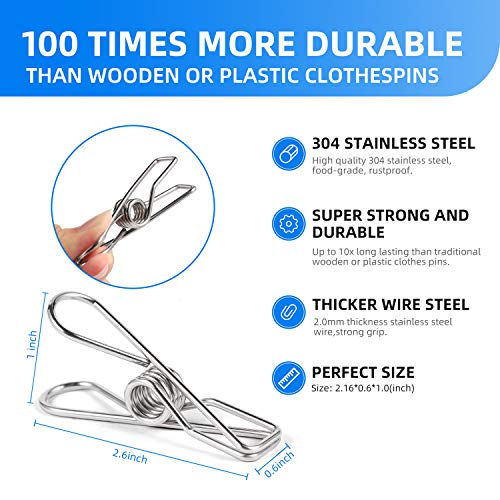 Heavy Duty Stainless Steel Clothes Pins - 28 Pack for Laundry