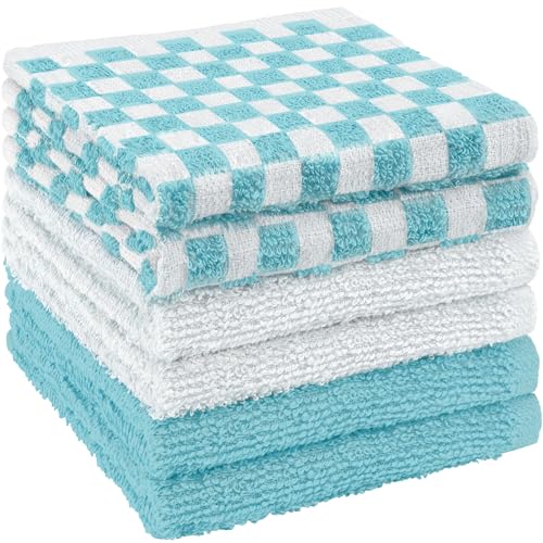 DecorRack 100% Cotton Checkered Washcloths, 12x12 Inch, 6-Pack