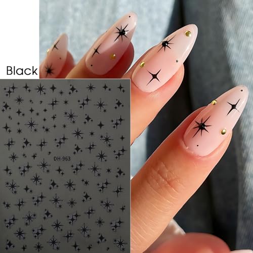 Metallic Star Nail Art Stickers - 6 Sheets Holographic Y2K Decals