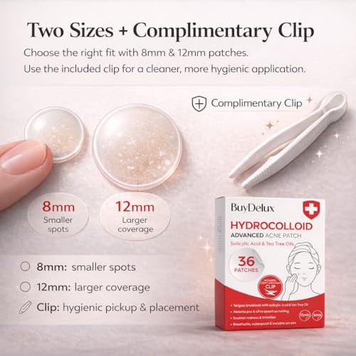 Acne Healing Patches - Hydrocolloid Pimple Patches with Salicylic Acid & Tea Tree Oil, 36 Count