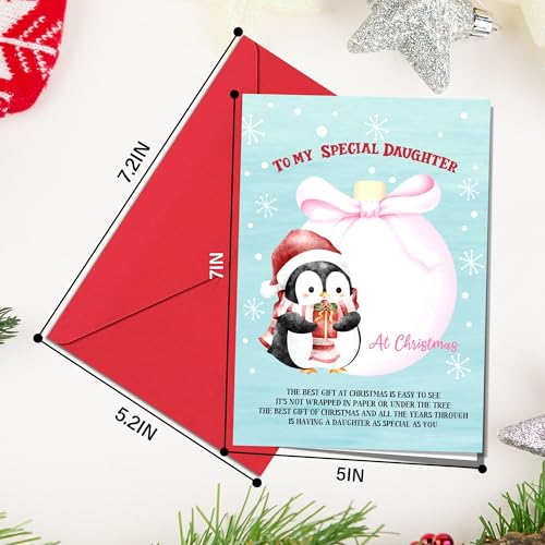 Funny Christmas Card for Daughter with Red Envelope – Premium Quality