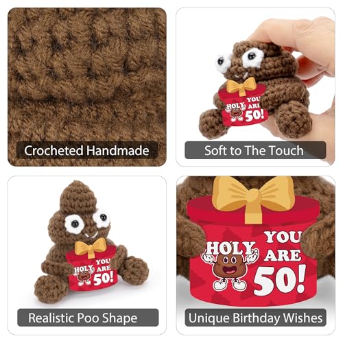 50th Birthday Positive Poo Doll - Funny Crochet Gift for Men & Women