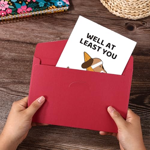 Funny Get Well Card with Envelope - 8x5.3in Cute Dog Design